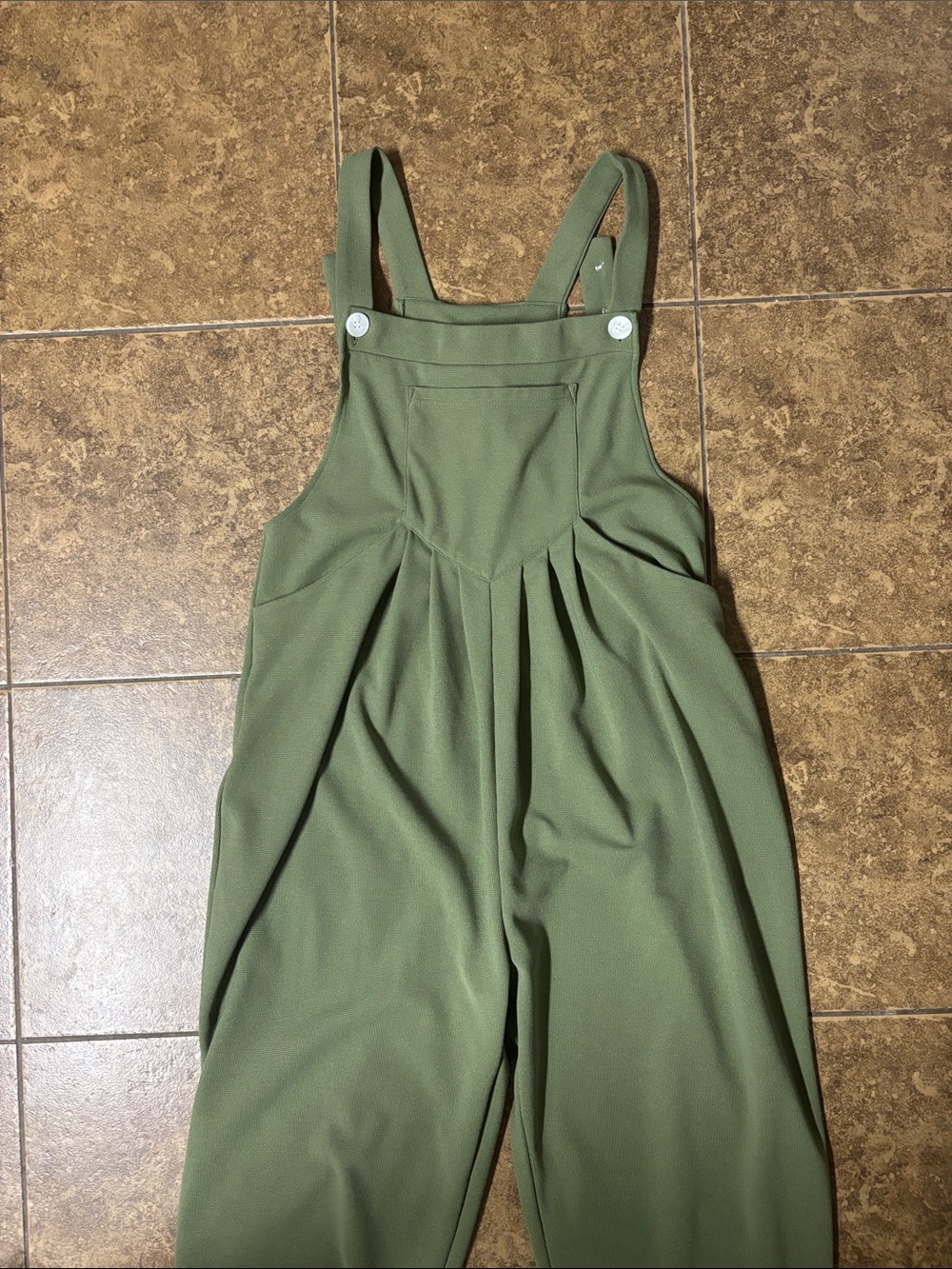 HALARA Olive Green Pleated Bib Jumpsuit - Picture 2 of 7